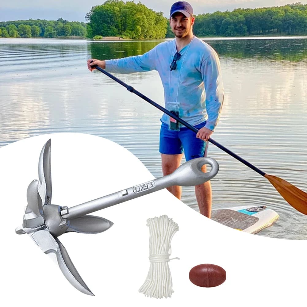 0.7/1.5KG Grapnel Anchor with 65ft Marine Rope and Buoy Kayak Anchor for Kayak Fishing Canoes Jet Ski SUP Board