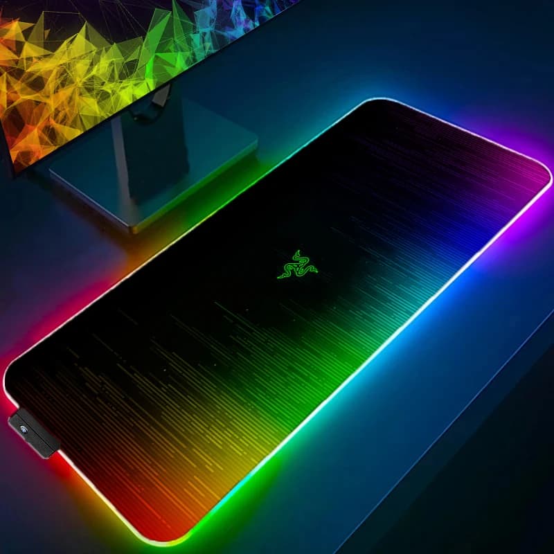 Razer RGB LED Mouse Pad Tappetino esteso in gomma Tappetino da scrivania antiscivolo Tappetino per tastiera portatile Accessori per PC Tappetino per mouse Tappetini da gioco grandi HD