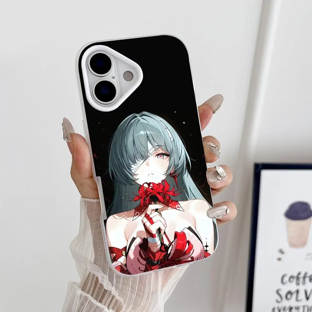 Custodia Protettiva Bianca a Doppio Strato Wuthering Waves Phrolova Jelly per iPhone 17 16 15 14 13 12 11 Air Pro Max Plus