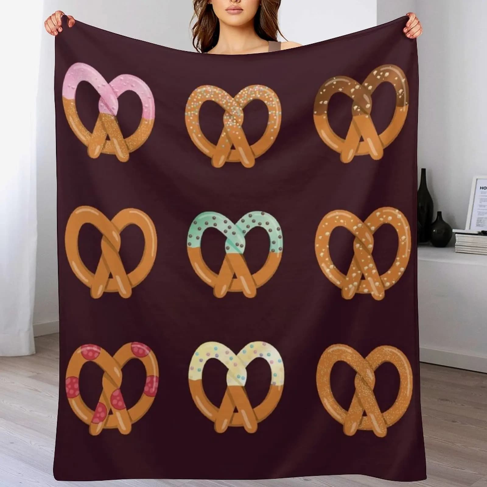 9 Pretzel Topping Sapori Coperta da tiro divano letto Sacco a pelo ripiene Coperte carine