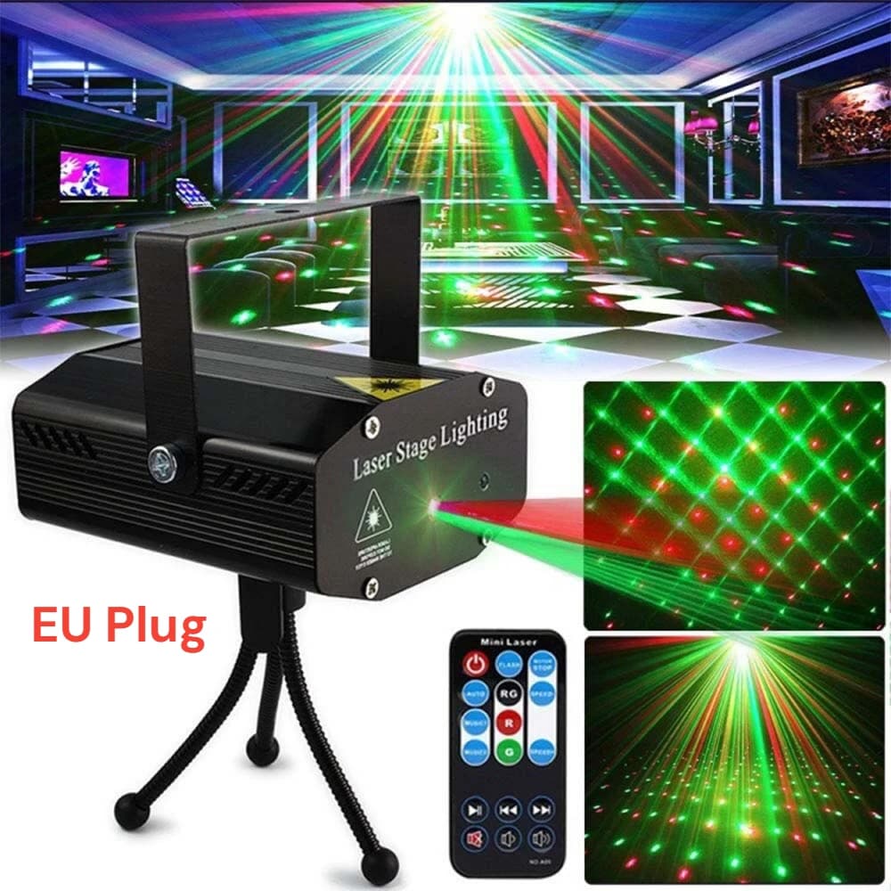 Mini luci laser LED Stage Light Proiettore di luci da discoteca DJ Nuovo flash telecomandato attivato dal suono per le luci della festa di Natale