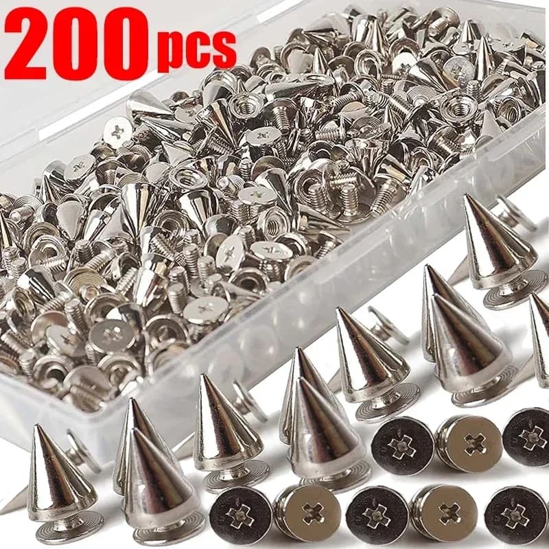 Vendita all'ingrosso rivetti in argento borchie a cono per vestiti punte in metallo doppio cappuccio rivetto per unghie rotonde scarpe fai da te borse accessori di abbigliamento