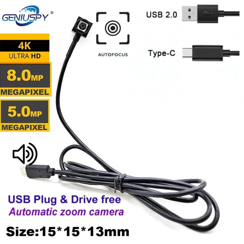 IMX179 4K 8MP 5MP 1080P Messa a fuoco automatica Webcam Mini fotocamera USB Audio Video Web Computer portatile 4k Webcam Micro Web Cam Usb Kamera