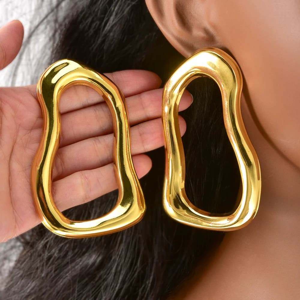 Orecchini irregolari geometrici semplici Rame placcato oro 18 carati Moda personalizzata Eardrop esagerato Accessori per gioielli da donna