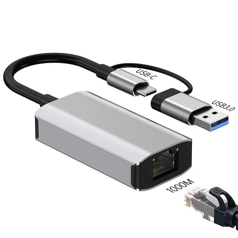 Adattatore HUB USB 1000Mbps RJ45 da Type-C a Ethernet Gigabit, Scheda di Rete, Docking Station per Laptop e Macbook Air