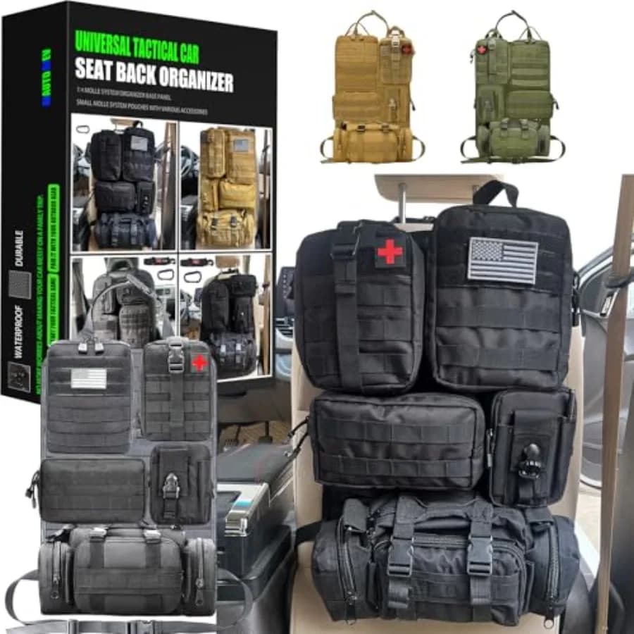 7 PACK Tactical Seat back organizer Truck organizer With 6 Detachable Pouches Universal For Car Truck Ford Jeep Military-Grade