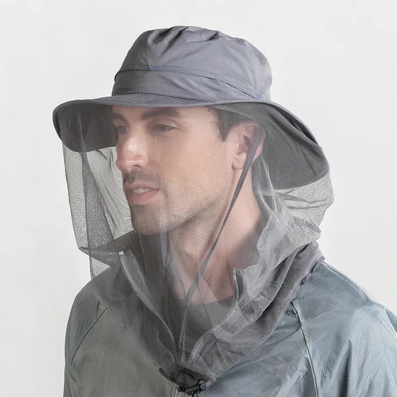 Zanzariera cappello testa, cappelli da sole con zanzariera viso collo maschera secchio cappello protezione protezione pesca all'aperto apicoltura giardino