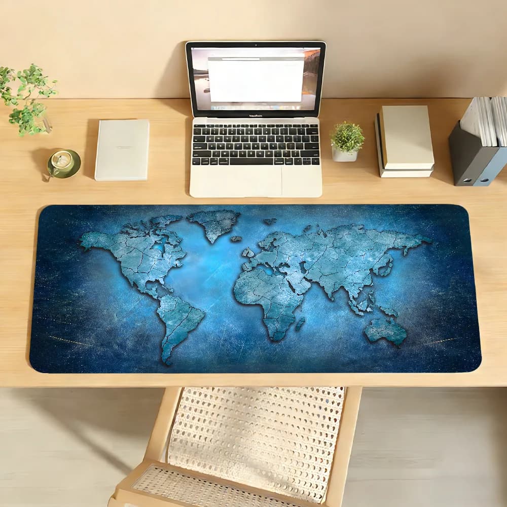 Tappetino per mouse con mappa del mondo, tappetino per mouse in gomma antiscivolo per computer portatile, tappetino per mouse per giocatori, decorazione per scrivania