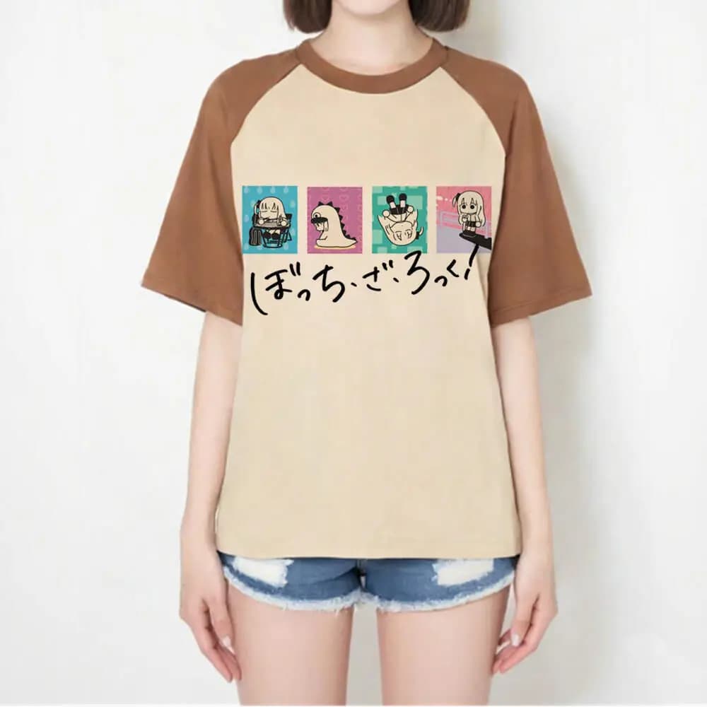 Bocchi the Rock t shirt women Grunge Psychedelic 80s Pop Culture t shirt anime 80s Digital Colorful harajuku Comfortable