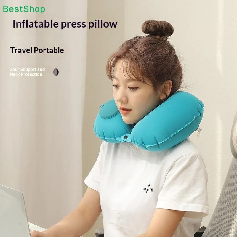 〔Z〕Inflatable Portable Neck Pillow That Can Be Stored And Self Filled Suitable For Outdoor Travel Business Trips Camping