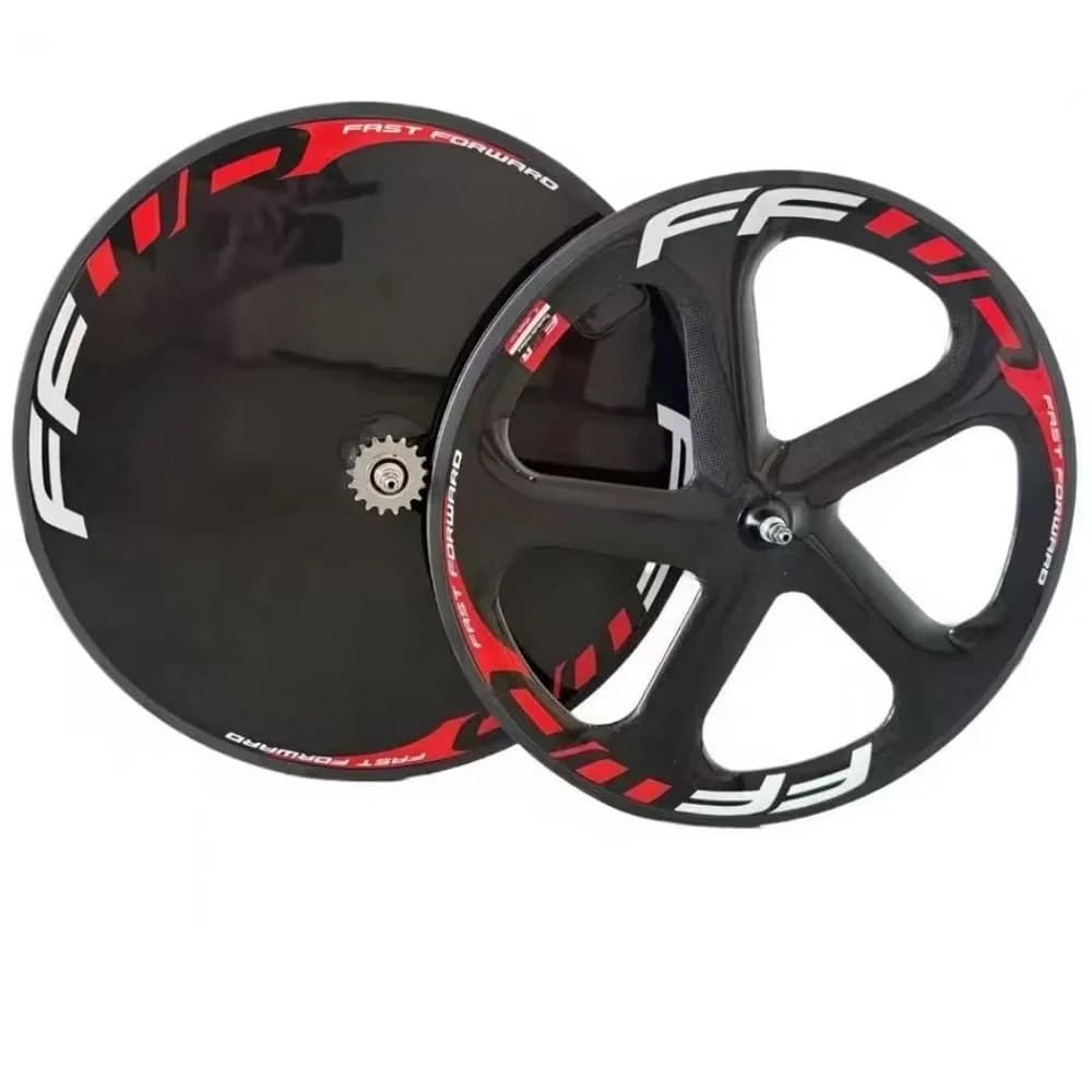 Ruote a disco in fibra di carbonio 700C e set di ruote per bicicletta a 5 raggi da strada/freno a disco Tubeless