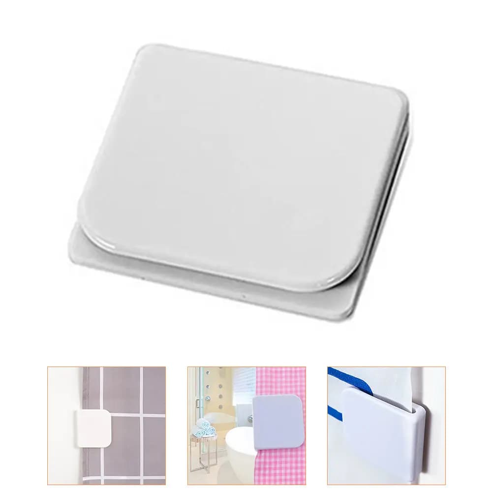 6Pcs Adhesive Shower Curtain Clips Windproof Bathroom Curtain Clips for Shower Liner Splash Proof Guard Self Stick Holder