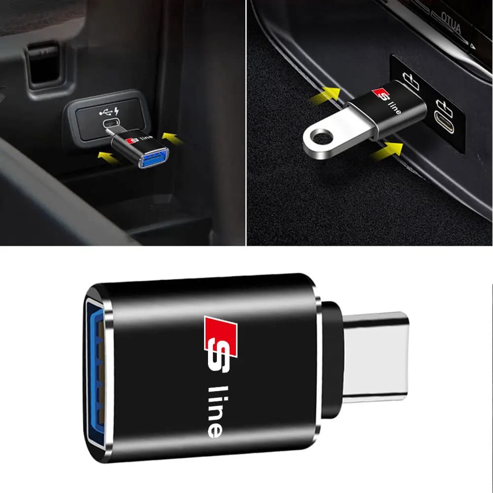 1/2PC Car Usb Type C Cable Converter Charging Adapter Center CoverFor Audi Sline A4 A5 B6 RS B3 RS4 RS5 8P R8 Q6 S7 S1 S2 Q3 S
