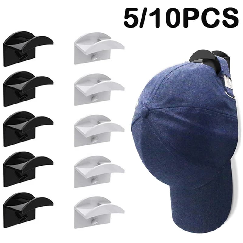 5/10 pieces hook for cap baseball hook for hat without trace mounting wall cap headset necklace organizer display holder for hat storage rack