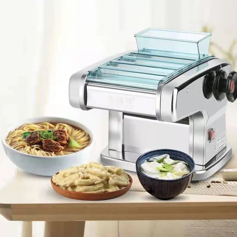 Macchina per noodle elettrica a 2 lame Macchina per noodle domestica Piccola laminatrice multifunzione automatica in acciaio inossidabile