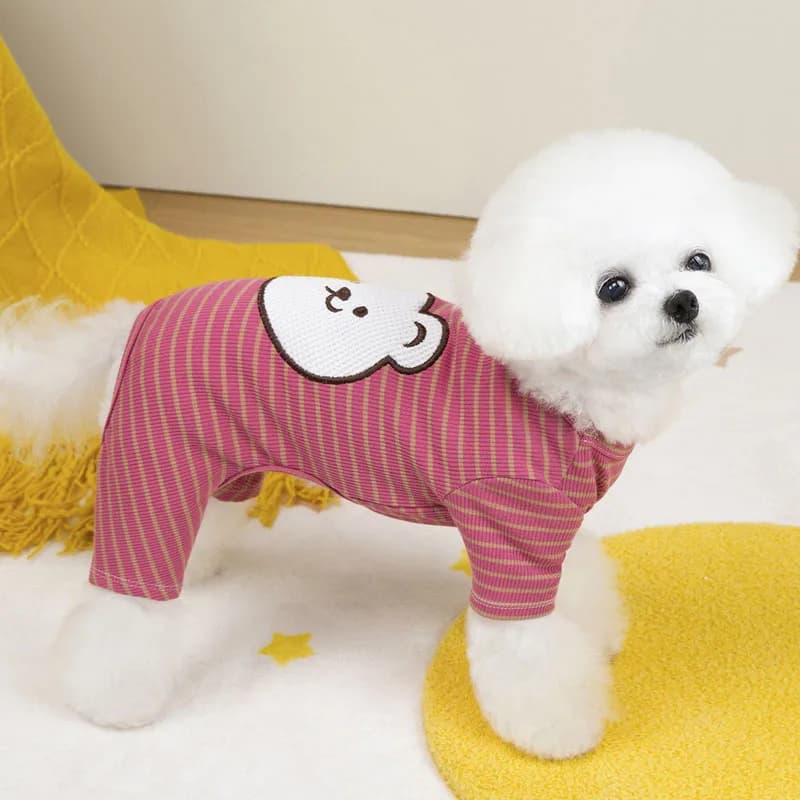 Dog Clothes Strip Hoodie Pant Jumpsuit Pajamas Tracksuit For Small Dogs Shih Tzu Dachshund Puppy Pijamas Overalls All-In-One XXL