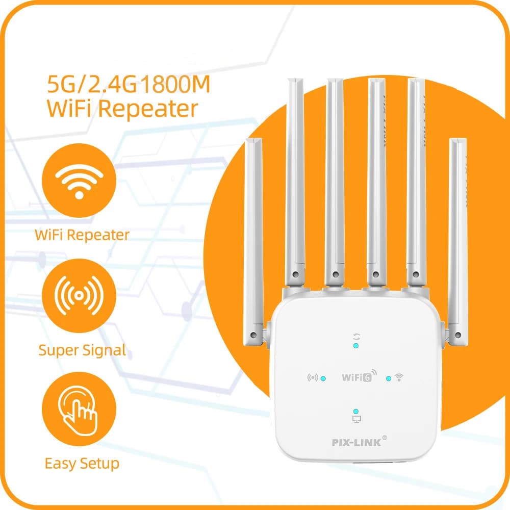 PIX-LINK WiFi6 5G/2.4G Dual Band 1800M Ripetitore WiFi Wireless Range Extender Amplificatore di segnale Home Office AX25