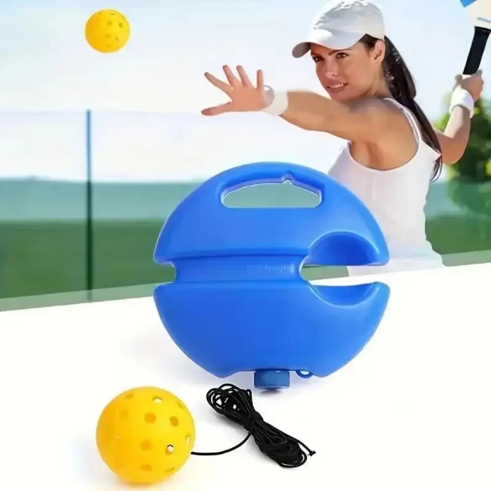 Allenatore Creativo per Pickleball con Base Blu Riempibile d'Acqua, Corda Elastica con Palla, Ausili per l'Allenamento del Pickleball