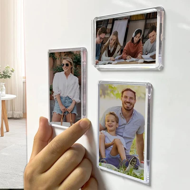 5 Cornici Magnetiche in Acrilico Trasparente per Foto, Magneti da Frigorifero, Porta Foto, Organizzatore per Immagini Fai-da-Te