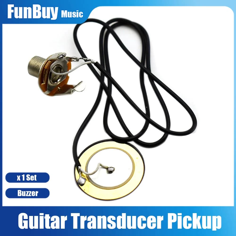 Guitar Prewired Buzzer Transducer Pickup with 6.35MM Output Jack for Violin Ukulele Banjo Cigar Box Guitar