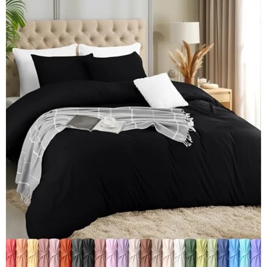 Duvet Cover Set with Pillowcases - 3 Pieces Bedding Duvet Cover with Zipper Closure - 1 Duvet Cover with 2 Pillowcases - Soft B