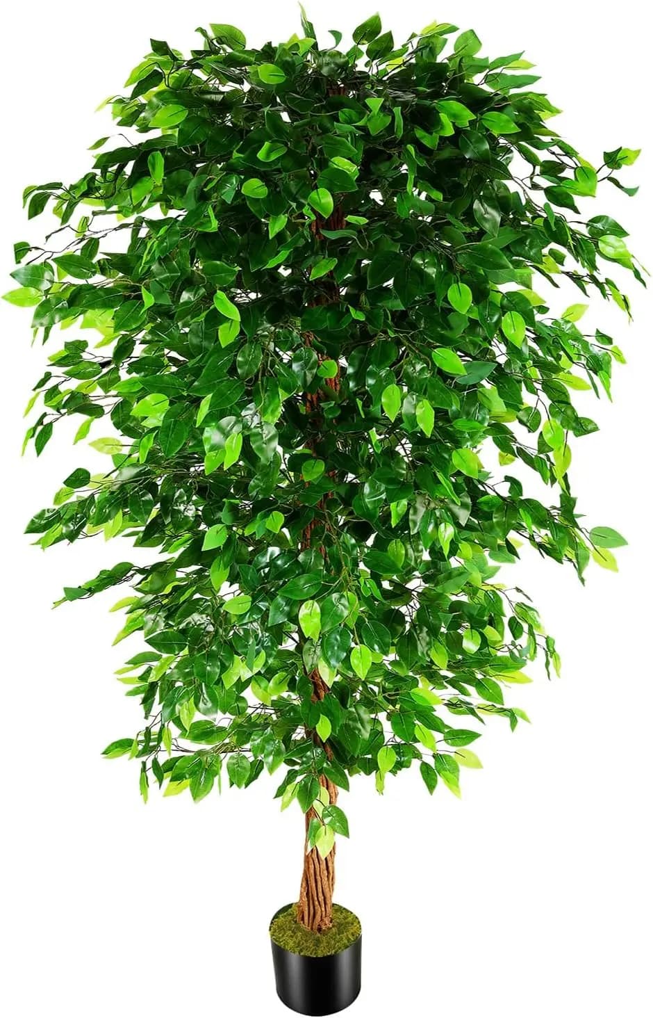 Artificial Ficus Tree in 2.1 m Silk with Vase, Realistic Fin Plant for Interior and Exterior Home Decorations and Office