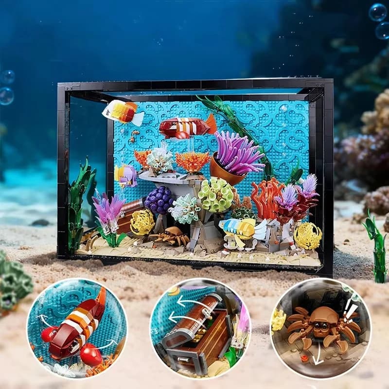 4154 Pezzi Modello di Acquario Tropicale con Animali Marini, Gioco di Costruzioni per Bambini, Regalo