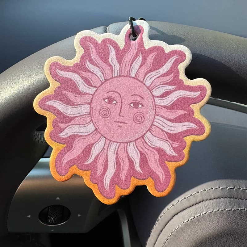 Ciondolo con motivi rosa e blu, profumo di pera sole, fresia e inglese (trendamento internazionale) Freschezza sostenibile Deodorante per auto a lunga durata - Ciondolo in carta profumata per aromaterapia, adatto per specchietto retrovisore e profumo per auto, rinfrescare lo stress
