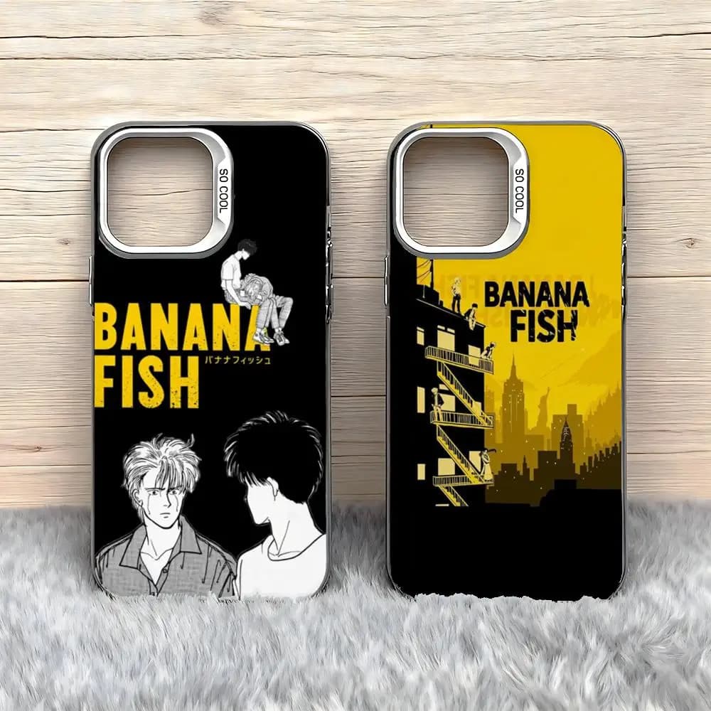 Phone Case Japanese B-Banana FishS, Colored, Plated, Anti-slip, Anti-print for iPhone 11–17 Air Pro Max