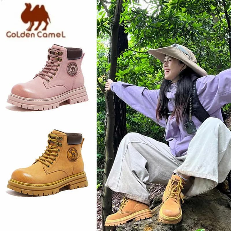 GOLDEN CAMEL Stivali Invernali da Donna Impermeabili, Scarpe da Lavoro Corte, Scarpe da Trekking in Pelle per Donna, Autunno 2025, Comode