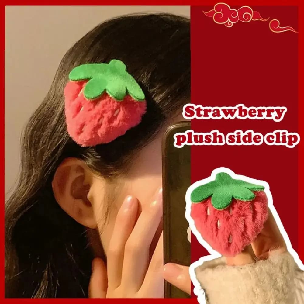 Forcine per capelli alla fragola simpatici accessori per capelli alla frutta coreana fermagli per capelli decorativi in peluche ragazze