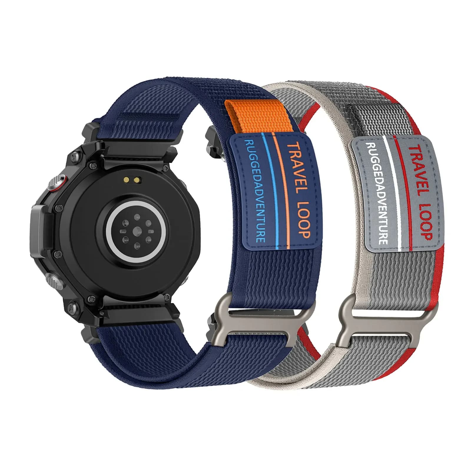 2 nylon straps with velcro for Amazfit T-Rex 3 Pro strap from 48 mm for men and women
