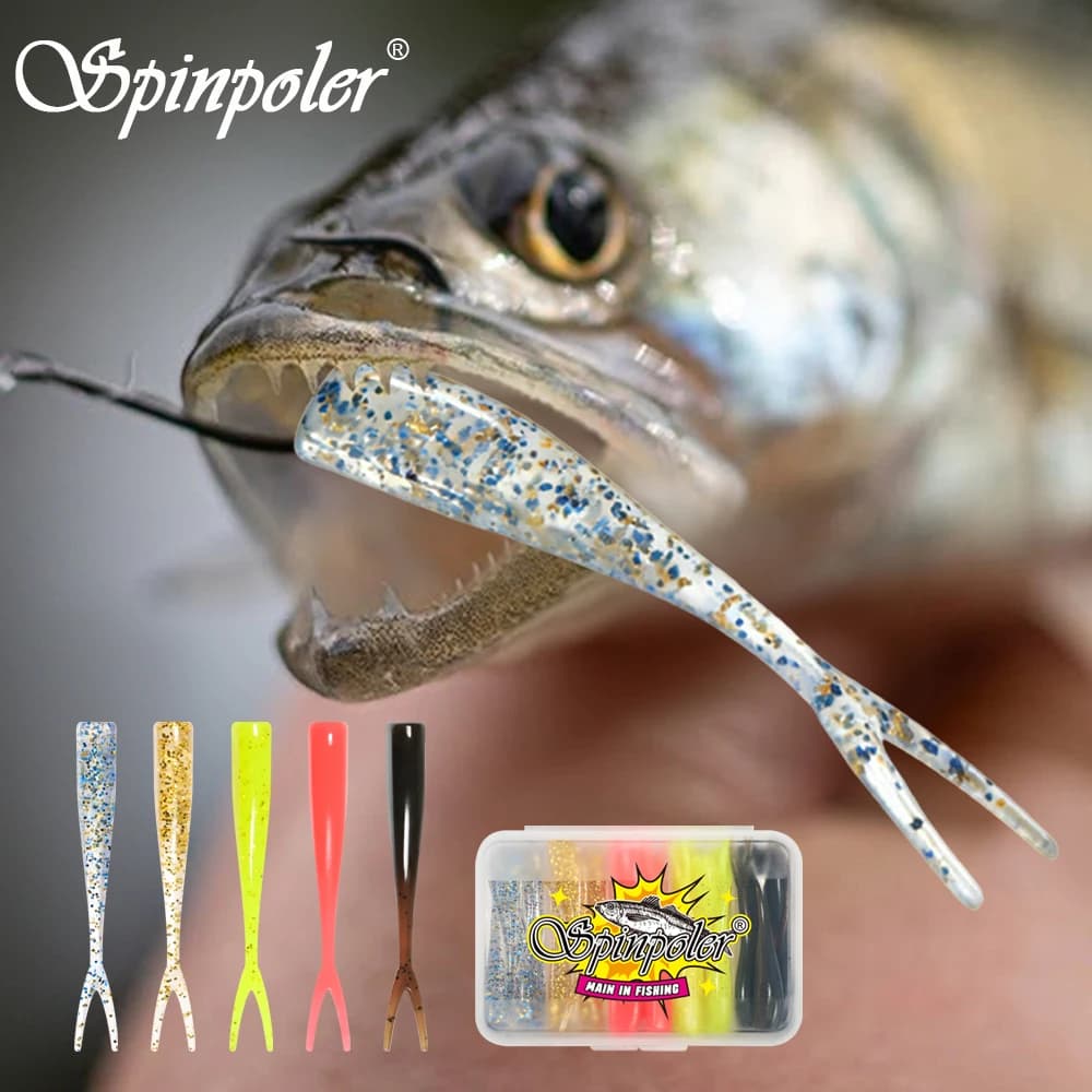 Esca Morbida Spinpoler 5cm with Coda Divisa, Ultra Swim Action for Salt and Sweet Water Fishing, Drop Shot Equipment