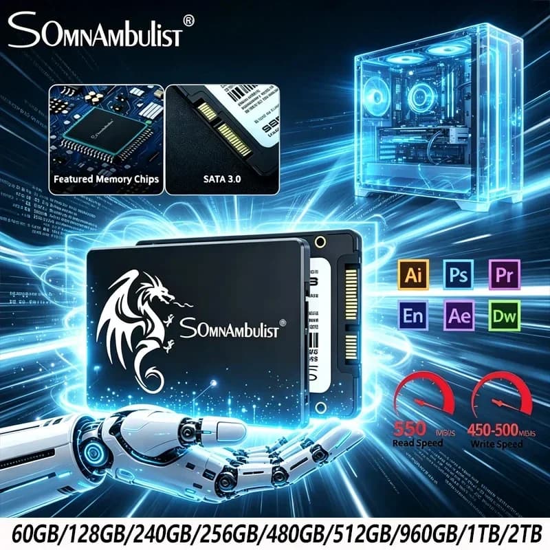 SomnAmbulist SSD Solid State Drive 128GB 240GB 256GB 480GB 512GB 960GB for Laptop Desktop Solid State Drive Sata3 SSD 1TB 2TB