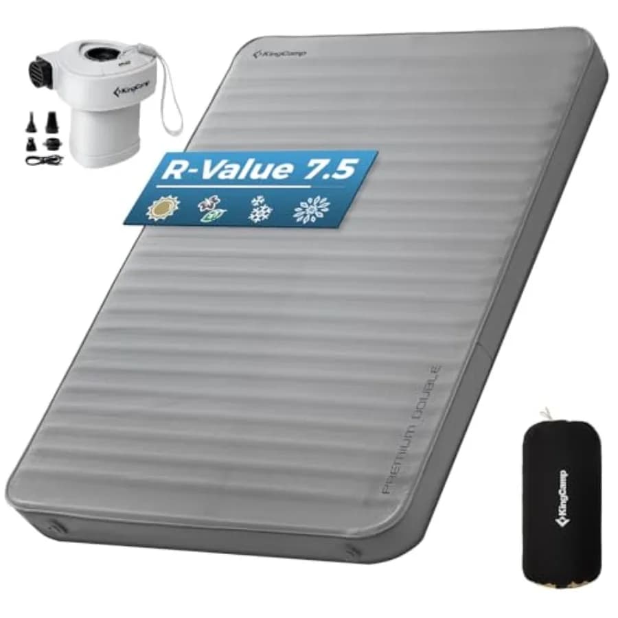 Materassino Autogonfiabile Doppio Premium, Valore R 7.5, Spessore 3 Pollici, Materasso Isolante per Campeggio, Auto, Tenda, 2 Persone