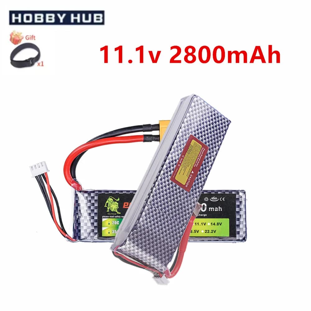 Batteria Lipo 3S 11.1V 2800mAh 45C con connettore XT60 T Deans per camion auto elicottero drone nave barca giocattoli RC batteria 11.1v