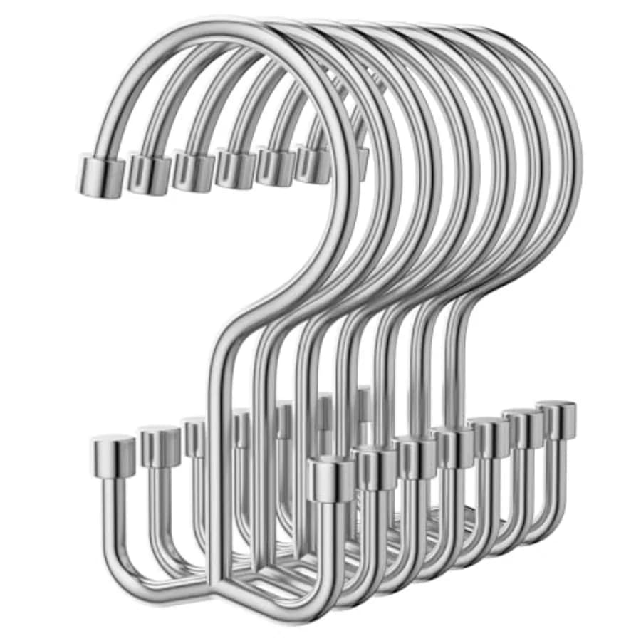 Shower Curtain Hooks, 12 Pcs Shower Curtain Rings, Durable Silver Shower Curtain Hooks Rust Proof, Shower Rings for Curtain, Fr