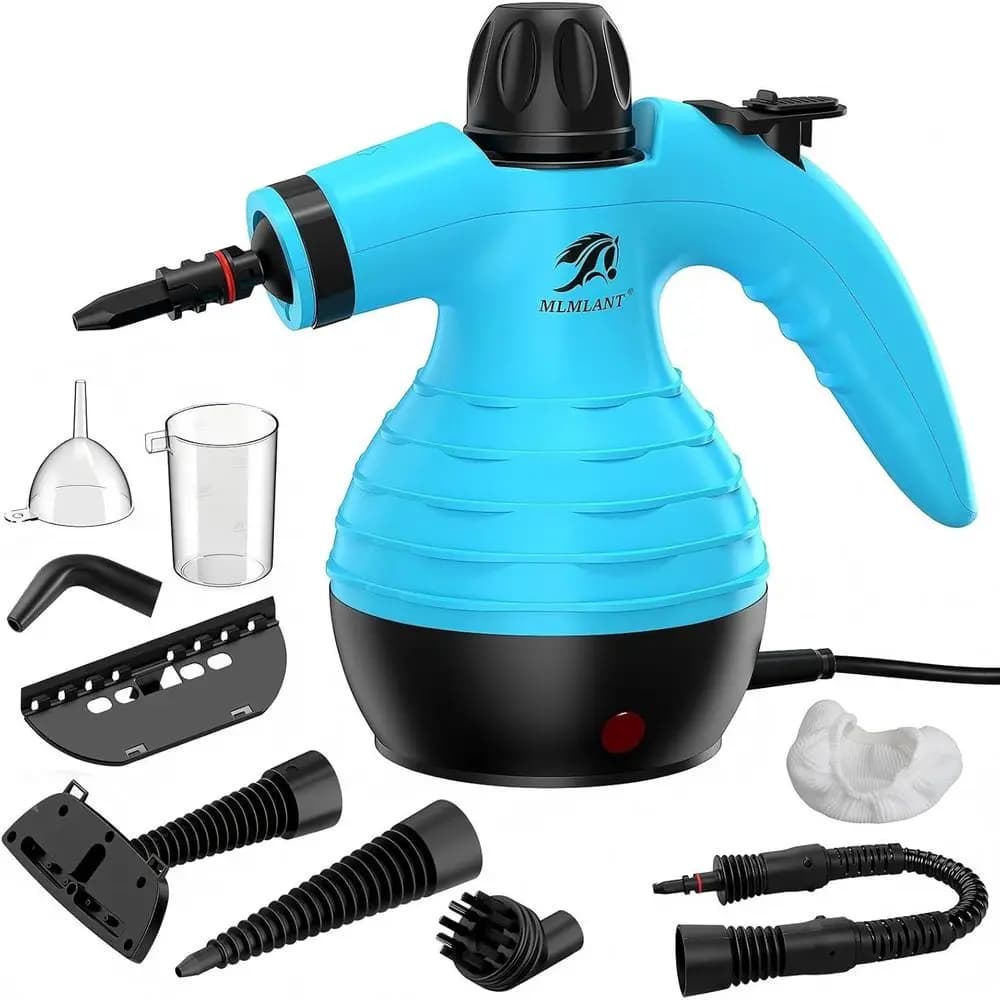 Vaporizzatore Portatile Multiuso per Tappezzeria con Blocco di Sicurezza e Kit di 9 Accessori per Tappeti, Divani, Vestiti, Materassi, Sedili Auto, ecc.