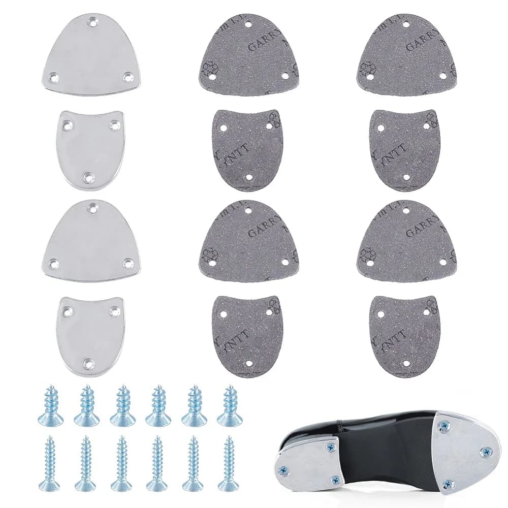 Aluminum Alloy EVA Heel Plates Shoe Heel Taps Repair Sole Pad with Iron Screw Silver 64x71x7mm