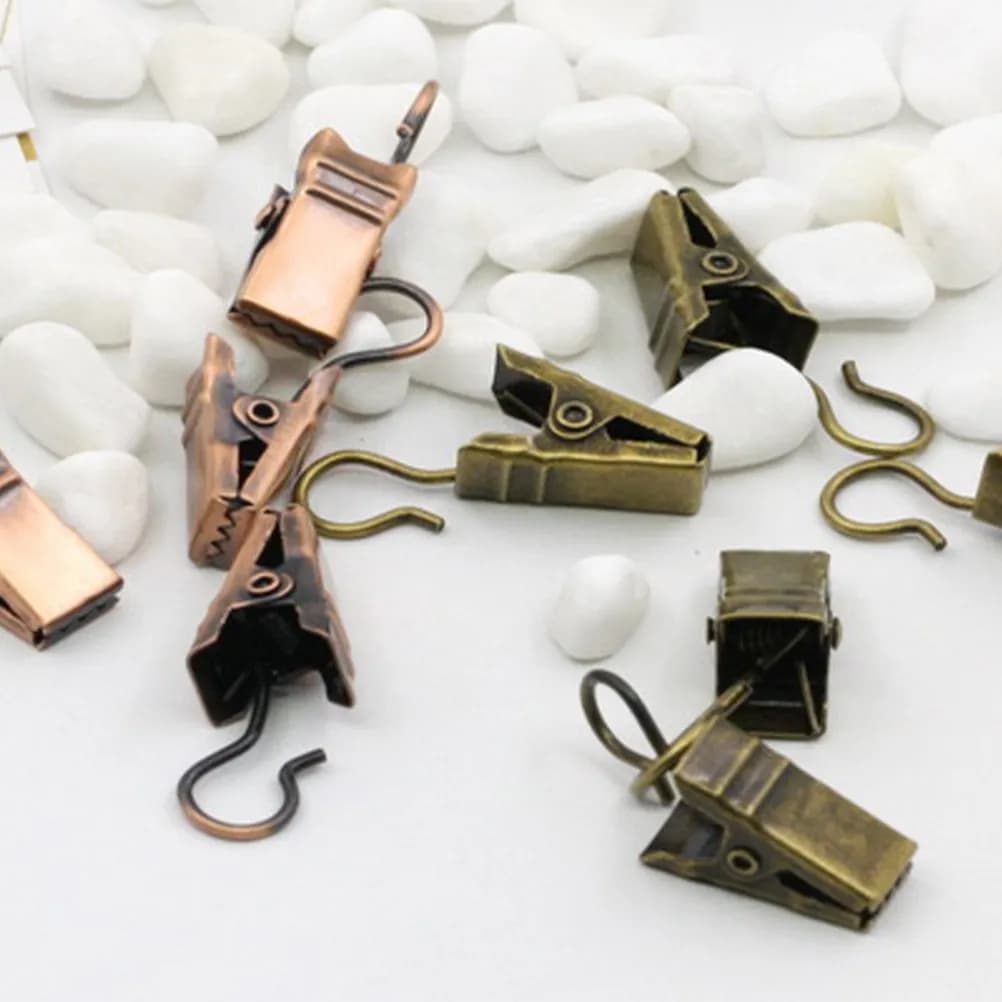 60 Pezzi Ganci per Tende in Acciaio Inossidabile, Ganci Resistenti per Tende da Doccia e Bagno, Clip per Foto, Ganci in Metallo per Tende Spesse