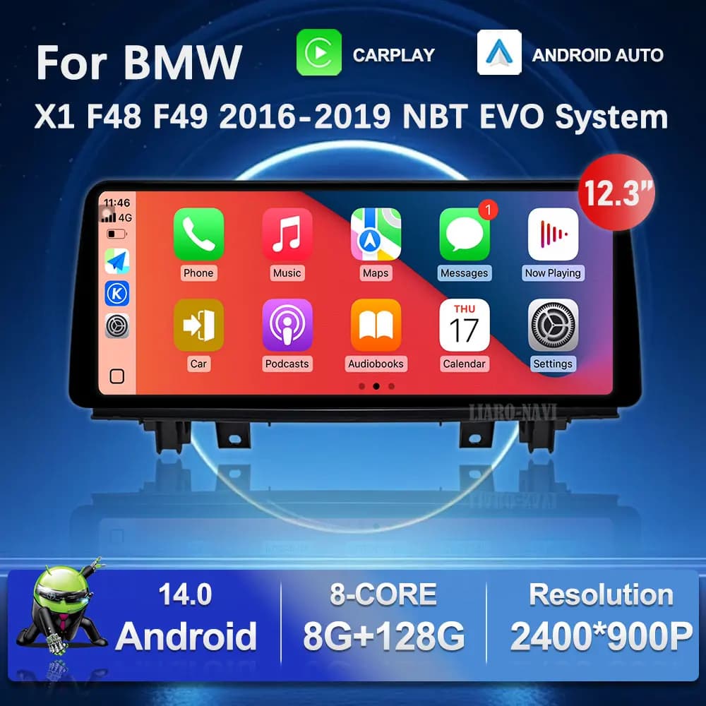 Android 14 da 12.3 pollici per BMW X1 F48 F49 2016 - 2019 NBT EVO Sistema di Navigazione GPS Autoradio Lettore Multimediale Stereo WiFi BT 4G