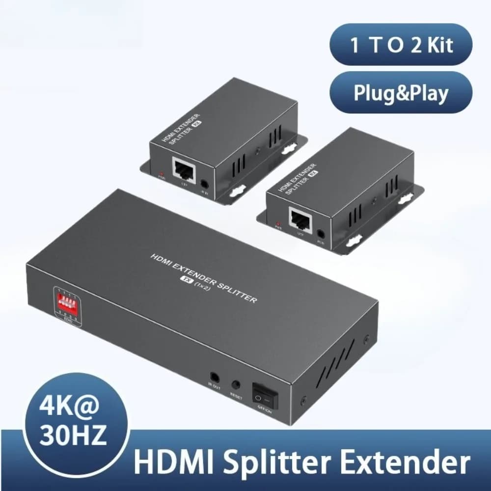 4K HDMI Extender Splitter 40m IR Over Cat6 RJ45 Ethernet Cable Video Transmitter Receiver Kit 1X1 1X2 1X4