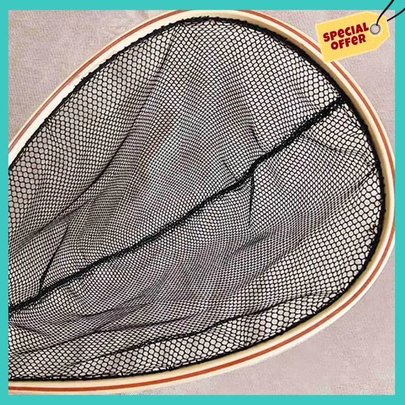 -ABHW 2X Guadino da pesca a mosca Manico in legno Manico in nylon Maniglia di atterraggio Trota Maglia Pesce Cattura Rilascio Scoop Strumento di pesca