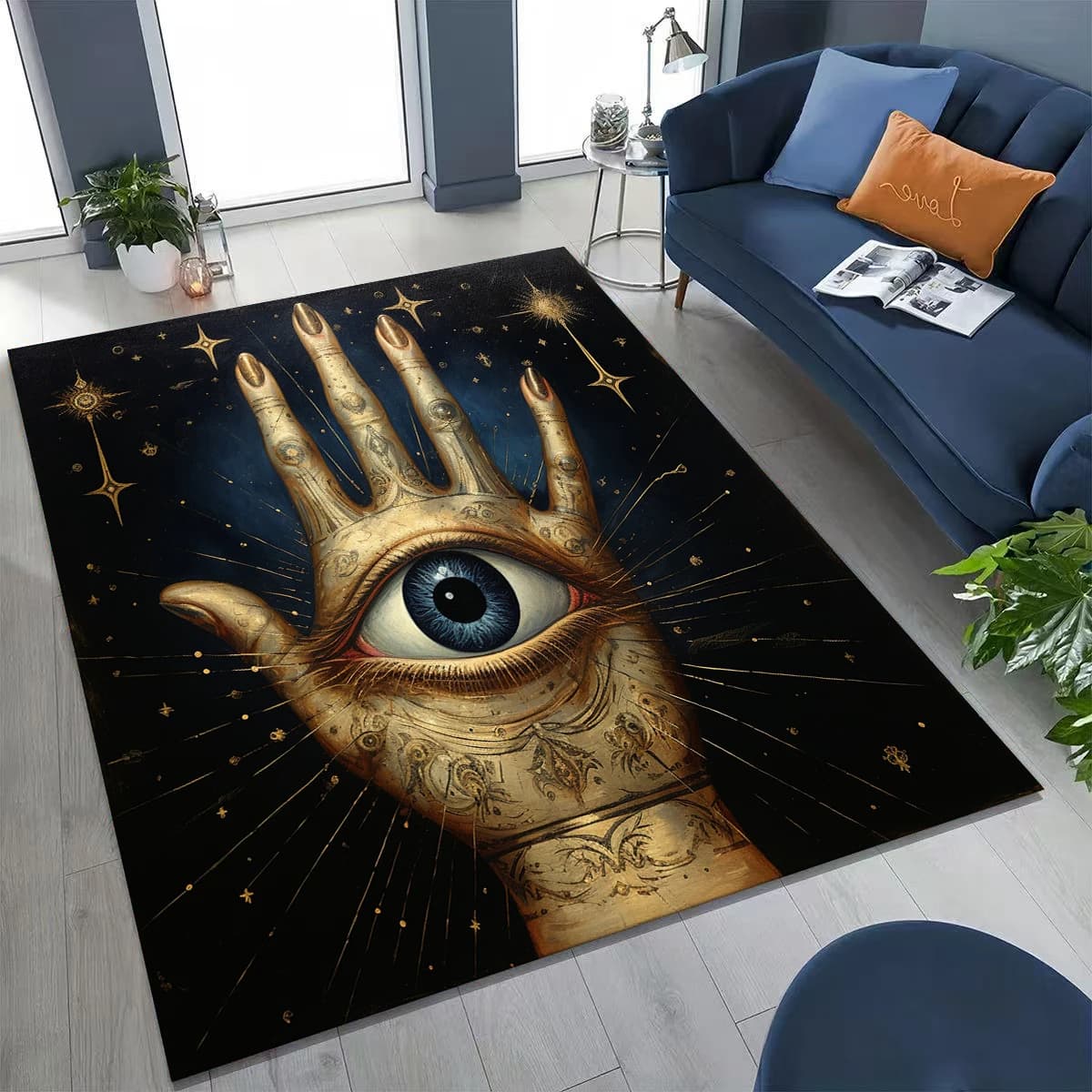 Beauty Eye of Providence Massoneria Evil Eyes Tappeto per camera da letto Soggiorno Divano Decorazione zerbino per la casa, Tappetino antiscivolo per bambini