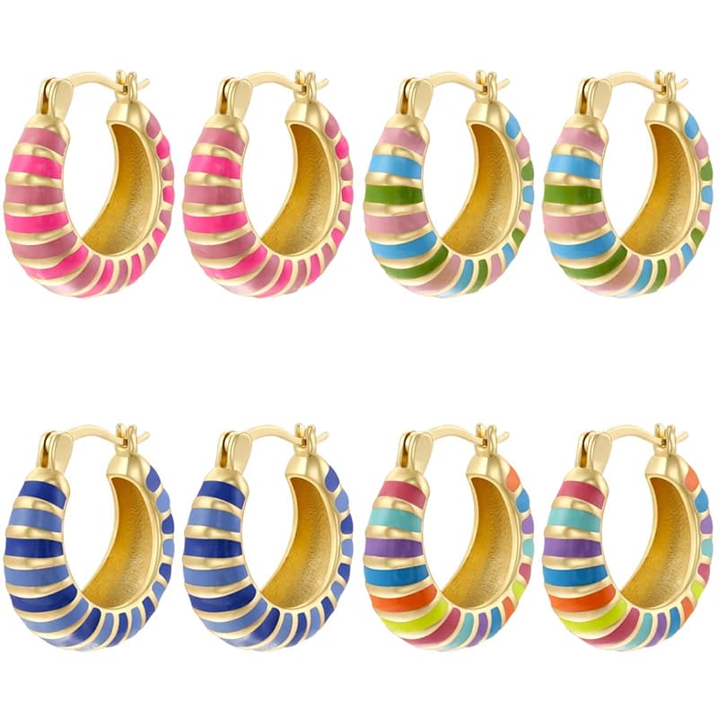 ZHUKOU 4 colorful candy colored round sweet women's earrings, women's birthday party gift 1 pair: VE1515