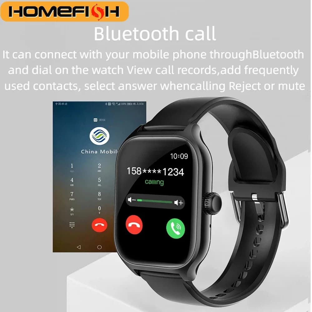 HOMEFISH H9 Smartwatch Intelligente con Chiamata Bluetooth, Fotografia Remota, Monitoraggio del Sonno, Modalità Sportive Multiple, Frequenza Cardiaca e Pressione Sanguigna