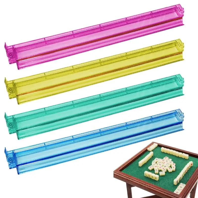 Rastrelliere Mahjong con spingitori Trasparente 2 in 1 Rastrelliere Mahjong Pushers Set di 4 Accessori per giochi da tavolo in acrilico Mah