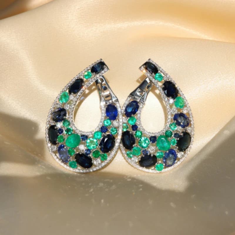 Bright Colorful Cubic Zircon Dangle Earrings For Women Chic Design Wedding Bride Earrings Party Luxurious Jewelry