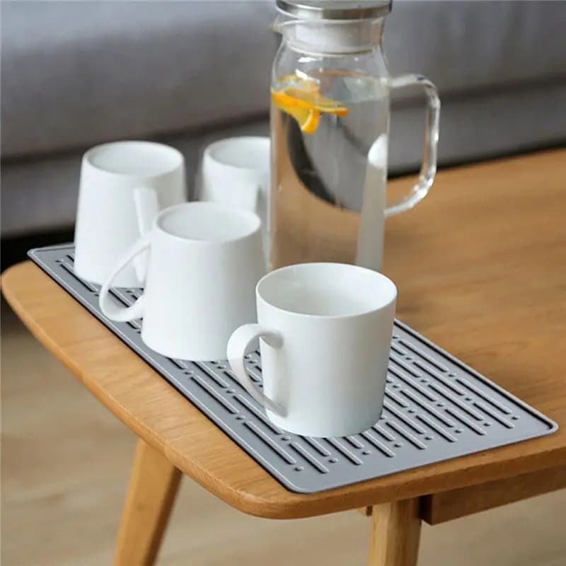 Carefree- Tappetino per asciugare i piatti quadrato in silicone Tappetino di scarico Filtro per l'acqua Tovaglietta da tavolo Cucina Protezione resistente al calore Durevole B