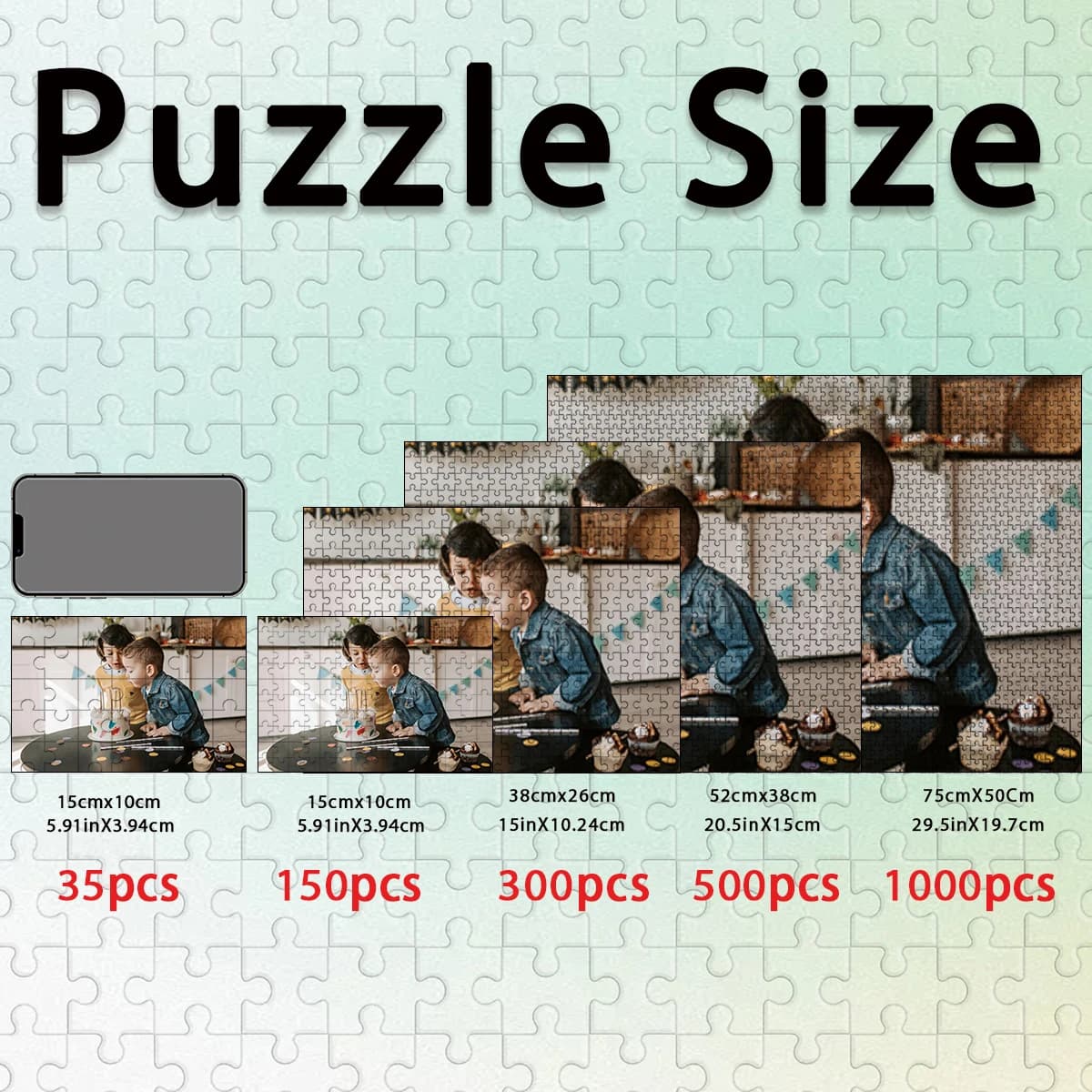 1000/300/500pcs baby Customized Picture Custom Puzzles in Photos Customizable Photo For Children Toy Gifts for Commemorative o